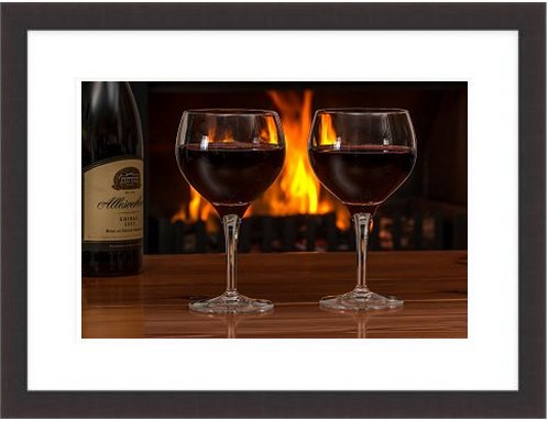 Red Wine Glasses Log Fire Red Wine Alcohol Drink